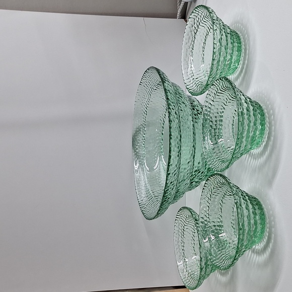 #AAO Salad bowl & 4 small salad bowls, thick glass with textured outside bubbles - Picture 1 of 4